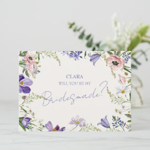Purple and Cream Floral Bordered WeddingBridesmade Invitation