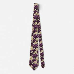 Purple and Cream Floral Tie
