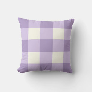 Purple and Cream Gingham Checks Throw PIllow