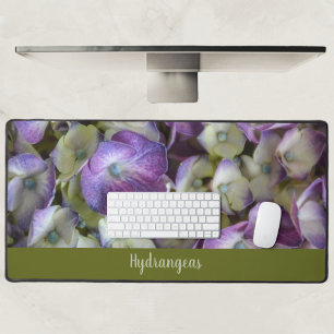 Purple and Cream Hydrangea Botanical Photographic Desk Mat