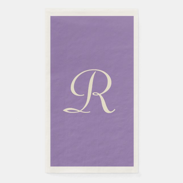 Purple and Cream Monogrammed Minimalist Napkin (Front)