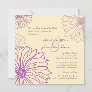 Purple and Cream Mum Flowers Wedding Invitation