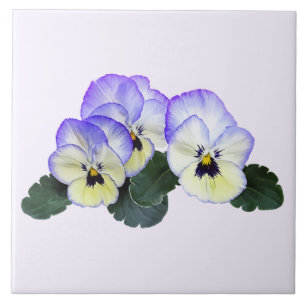 Purple and Cream Pansies Tile