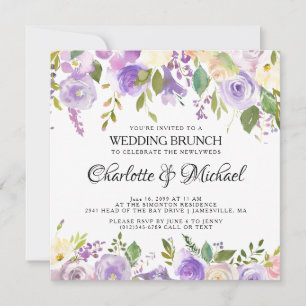 Purple and Cream Post Wedding Brunch Invitation