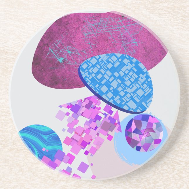 Purple And Cyan Modern Shapes Coaster (Front)