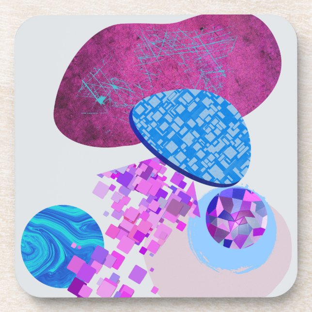 Purple And Cyan Modern Shapes Coaster (Front)