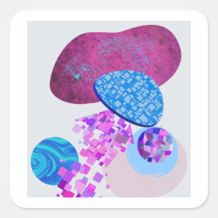 Purple And Cyan Modern Shapes Square Sticker