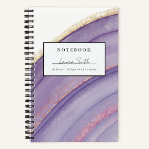 Purple And Faux Gold Agate Personalised Notebook