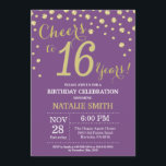 Purple and Gold 16th Birthday Diamond Invitation<br><div class="desc">16th Birthday Invitation with Purple and Gold Glitter Diamond Background. Gold Confetti. Kids Birthday. Boy or Girl Birthday. For further customisation,  please click the "Customise it" button and use our design tool to modify this template.</div>