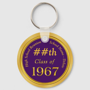 Purple and Gold, 1967 High School Reunion Gifts Key Ring