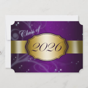 Purple and Gold 2026 Graduation Invitation
