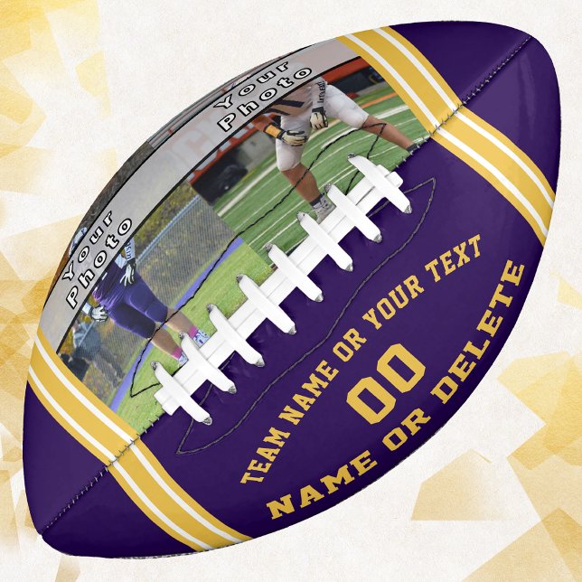 Purple and Gold 2 Photos, Personalized Football American Football (Creator Uploaded)