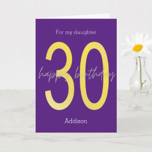 Purple and Gold 30th Birthday Card