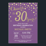 Purple and Gold 30th Birthday Diamond Invitation<br><div class="desc">30th Birthday Invitation with Purple and Gold Glitter Diamond Background. Gold Confetti. Adult Birthday. Male Men or Women Birthday. For further customisation,  please click the "Customise it" button and use our design tool to modify this template.</div>