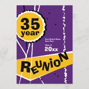 Purple and Gold 35 Year Class Reunion Invitation