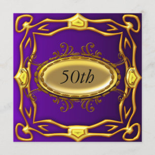 Purple and Gold 50th Birthday Invitation