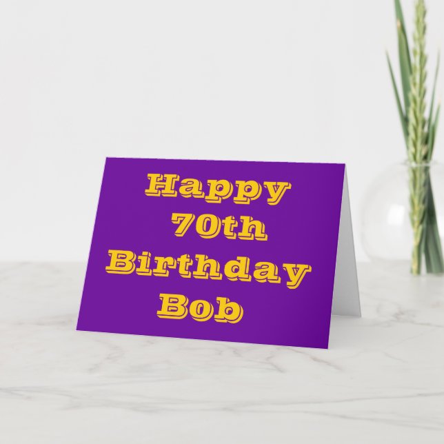 Purple and Gold 70th Personalised Birthday Card (Front)