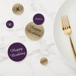 Purple and Gold 90th Birthday Table Decoration Confetti