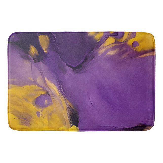Purple and Gold Abstract Bath Mat (Front)