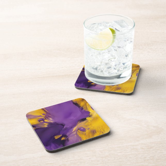 Purple and Gold Abstract Coaster (Right Side)