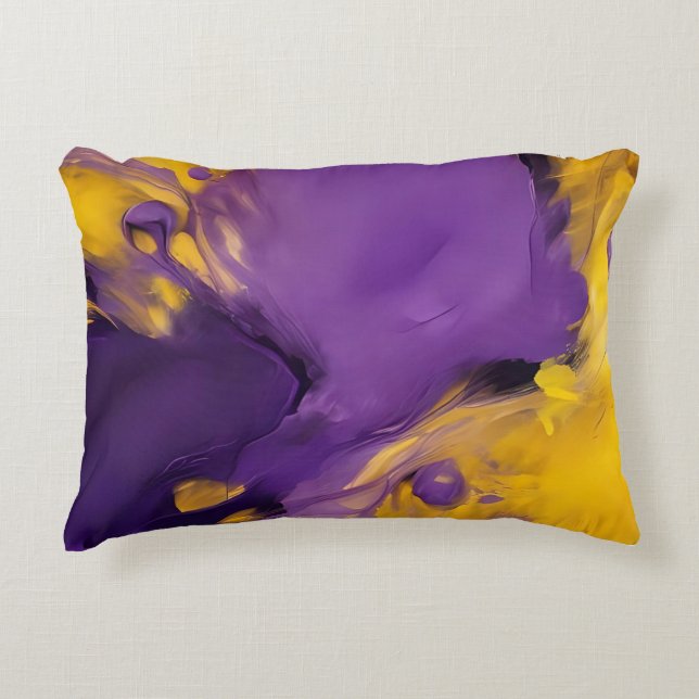 Purple and Gold Abstract Decorative Cushion (Front)