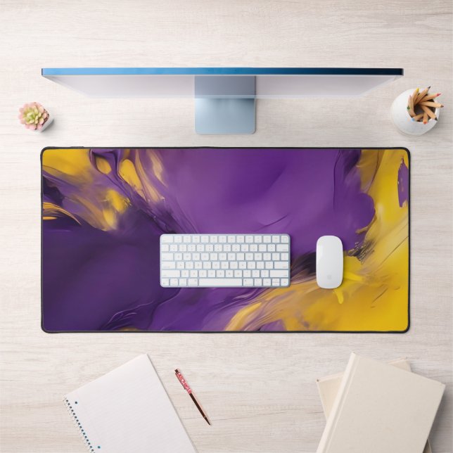 Purple and Gold Abstract Desk Mat (Office 1)
