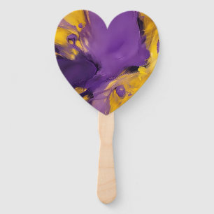 Purple and Gold Abstract Hand Fan