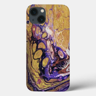 Purple and gold abstract paint iPhone 13 case