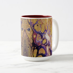 Purple and gold abstract paint Two-Tone coffee mug