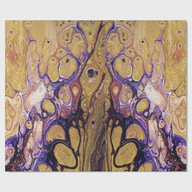 Purple and gold abstract paint  wrapping paper (Flat)