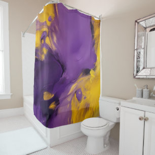 Purple and Gold Abstract Shower Curtain