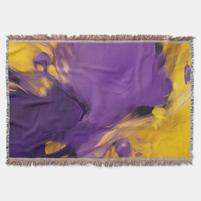 Purple and Gold Abstract Throw Blanket (Front)