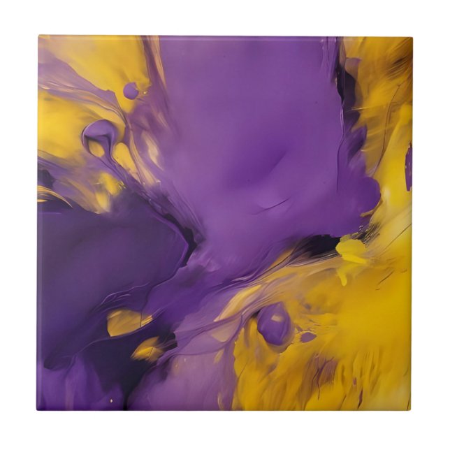 Purple and Gold Abstract Tile (Front)