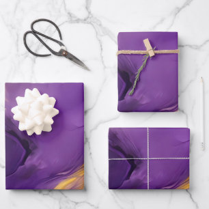 Purple and Gold Abstract Wrapping Paper Sheet