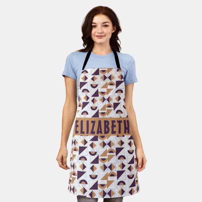 Purple and gold Aesthetic abstract Pattern Apron (Worn)