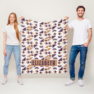 Purple and gold Aesthetic abstract Pattern Fleece Blanket