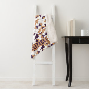Purple and gold Aesthetic abstract Pattern Sherpa Blanket