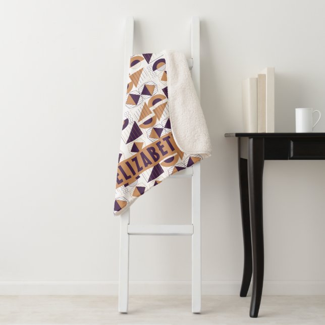 Purple and gold Aesthetic abstract Pattern Sherpa Blanket (In Situ)
