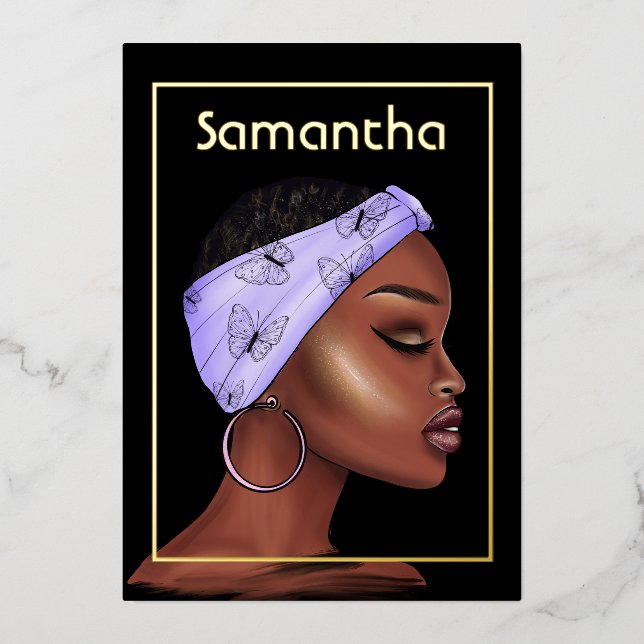 Purple and Gold Afro Birthday Party (Front)