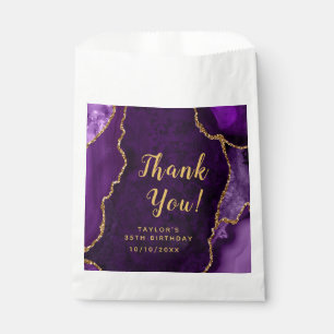 Purple and Gold Agate Birthday Thank You Favour Bags