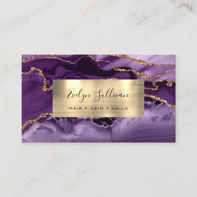 Purple and Gold Agate Business Card (Front)