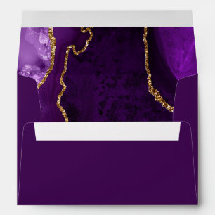 Purple and Gold Agate Marble Birthday Party Envelope