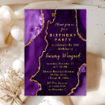 Purple and Gold Agate Marble Birthday Party Invitation<br><div class="desc">This elegant and glamourous birthday invitation features a purple agate marble background with faux gold glitter accents. The text combines handwritten script and modern sans serif fonts for a classy and sophisticated look. This will be perfect for autumn fall and winter birthdays.</div>