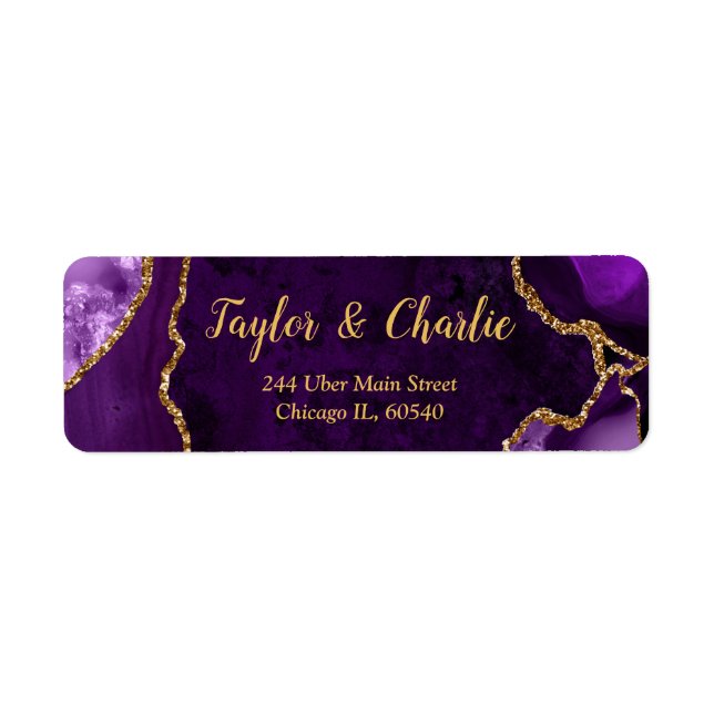 Purple and Gold Agate Marble Wedding (Front)
