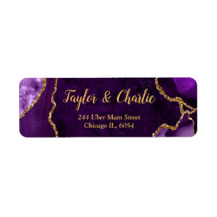 Purple and Gold Agate Marble Wedding