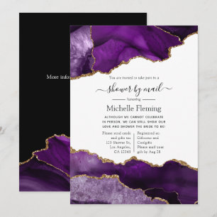 Purple and Gold Agate Shower by Mail Invitation