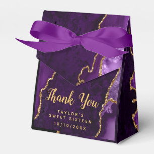 Purple and Gold Agate Sweet Sixteen Thank You Favour Box