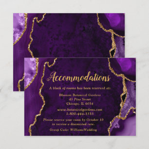 Purple and Gold Agate Wedding Accommodations Enclosure Card