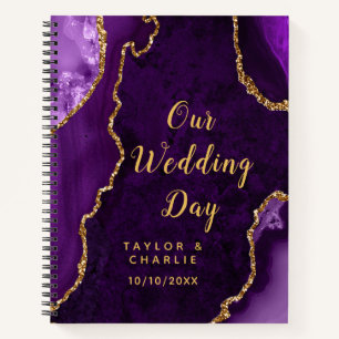 Purple and Gold Agate Wedding Planner Notebook