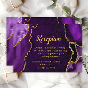 Purple and Gold Agate Wedding Reception Enclosure Card